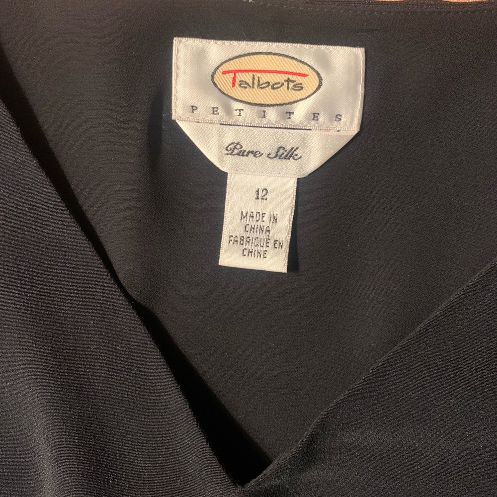 Talbots Silk Black V-Neck Top - Picture 2 of 6